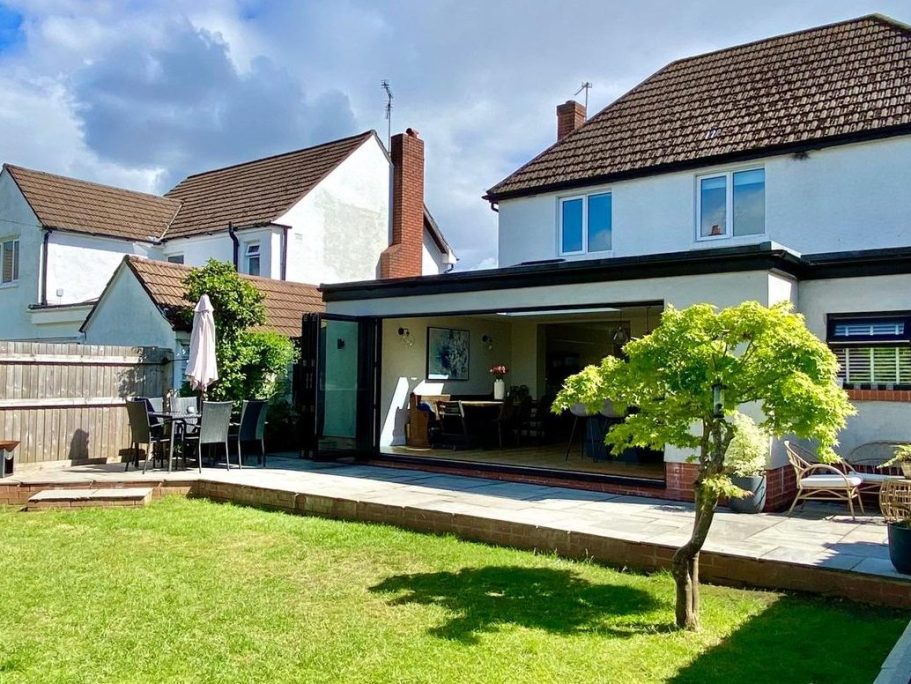 Large kitchen extension designed for dining and entertaining in a family home